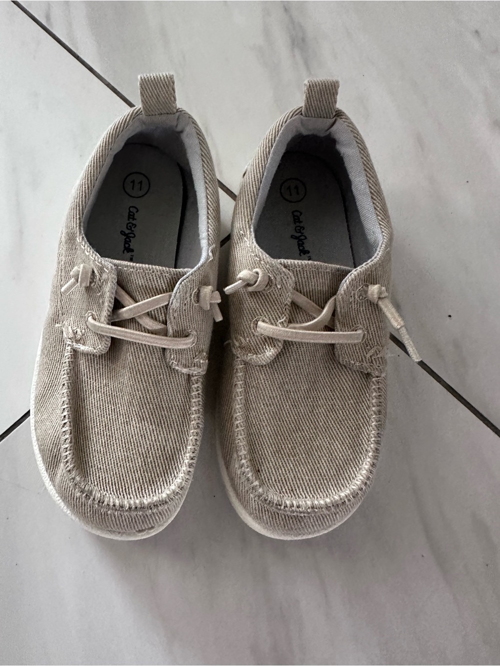 Cat&Jack Kids Neutral Canvas Lace-Up Sneakers in Beige